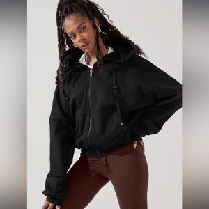 Black Popflex Active Zip Cloud Hoodie oversized Small Medium S/M